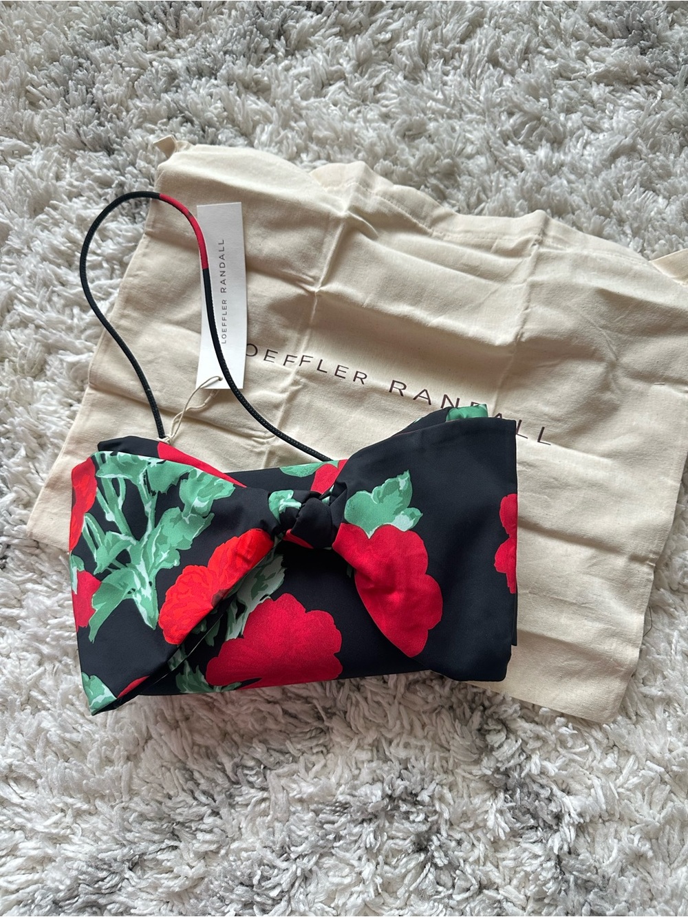 Loeffler Randall Women's Red Valerie Floral-Print Bow-Detail Shoulder Bag